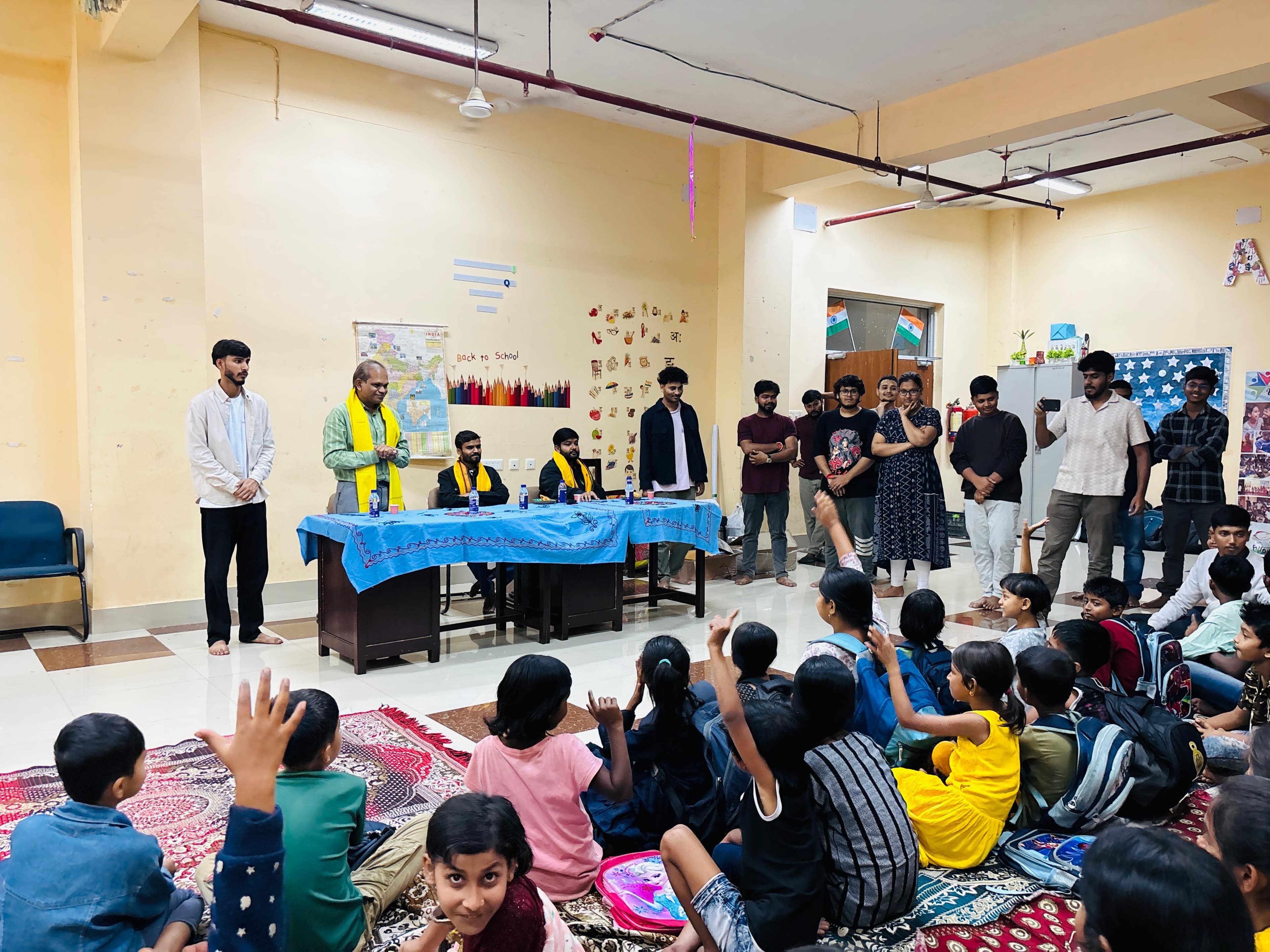 Volunteers teaching